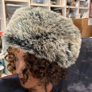 Fur Hat Faux Black/White Women